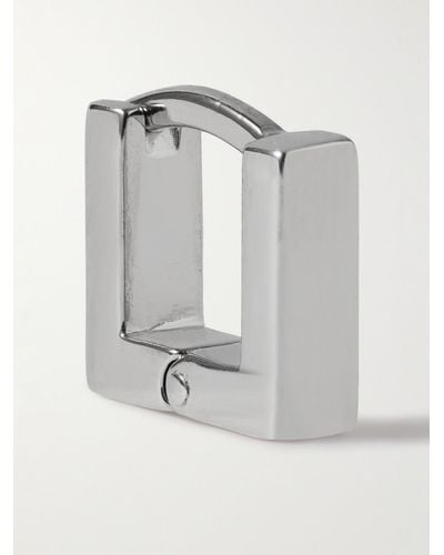 Miansai Scatola Huggie Logo-engraved Sterling Silver Single Hoop Earring - Grey