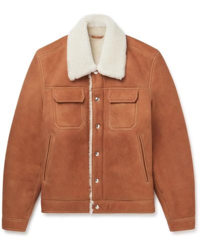 MR P. Shearling-lined Suede Trucker Jacket - Brown