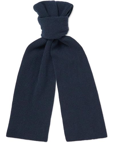 MR P. Ribbed Cashmere Scarf - Blue