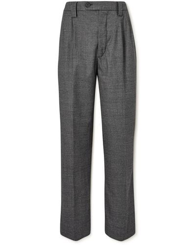mfpen Classic Straight-leg Pleated Puppytooth Wool Pants - Gray