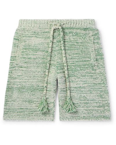 Alanui Bright Hues Straight-leg Cotton-blend Bouclé Bermuda Shorts - Green