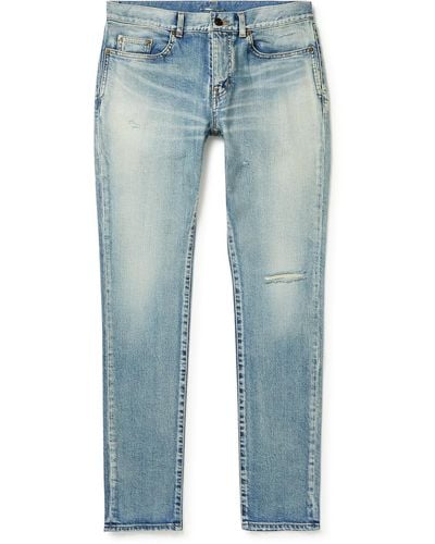 Saint Laurent Skinny-fit Distressed Jeans - Blue