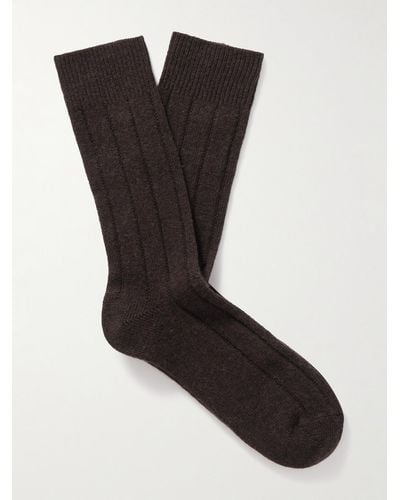 Anderson & Sheppard Socken aus Rippstrick - Schwarz