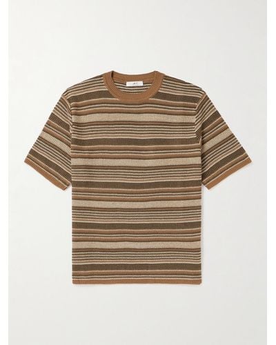 MR P. T-shirt in cotone crochet a righe - Neutro