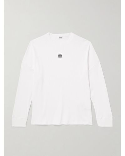 Loewe Oversized Logo-embroidered Ribbed Cotton T-shirt - White