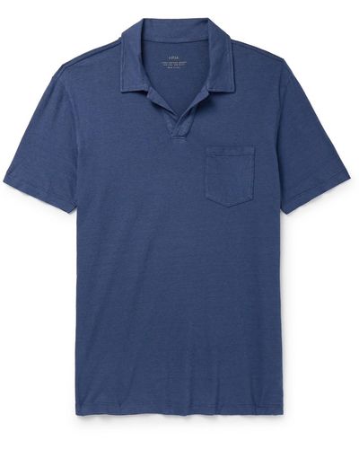 Altea Dennis Cotton And Linen-blend Polo Shirt - Blue