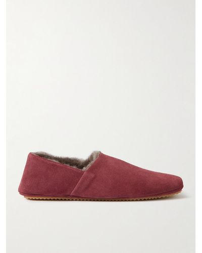 MR P. Babouche Shearling-lined Suede Slippers - Red