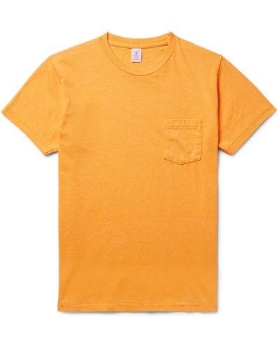 Velva Sheen Slim-fit Mélange Cotton-blend Jersey T-shirt - Orange