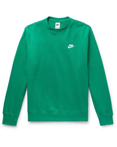 Nike Sportswear Club Logo-embroidered Cotton-blend Jersey Sweatshirt - Green