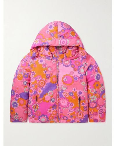 ERL Floral-print Cotton And Tm Lyocell-blend Down Hooded Jacket - Pink