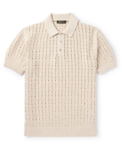 Loro Piana Open-knit Cotton Polo Shirt - Natural