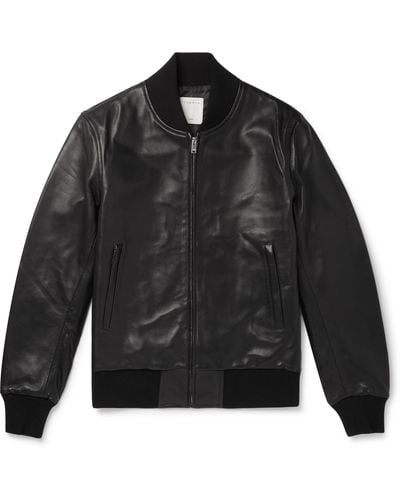Sandro Leather Bomber Jacket - Black