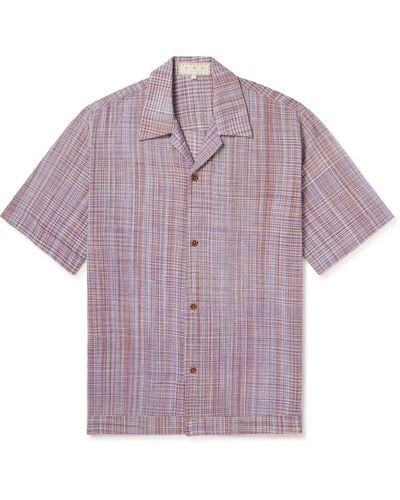 SMR Days Bakoven Camp-collar Logo-embroidered Checked Cotton-madras Shirt - Purple