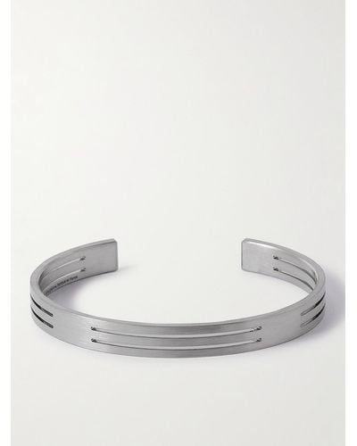 Le Gramme 19g Punched Ribbon Brushed Recycled Black Sterling Silver Cuff - Metallic