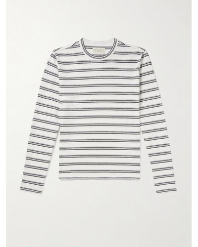 Officine Generale Striped Cotton And Linen-blend T-shirt - Grey