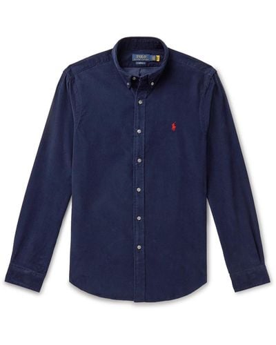 Polo Ralph Lauren Button-down Collar Cotton-corduroy Shirt - Blue