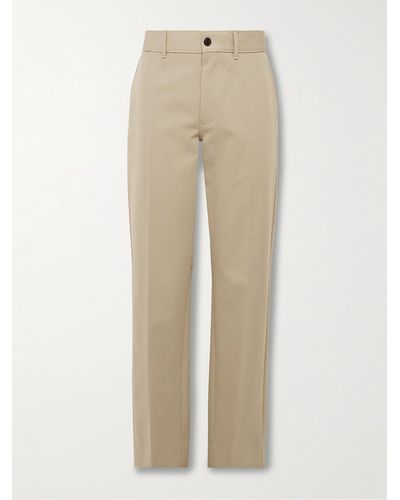 The Row Rosco Straight-leg Cotton-blend Twill Trousers - Natural