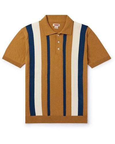 Baracuta Striped Cotton Polo Shirt - Orange