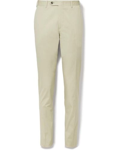 Canali Kei Slim-fit Cotton-blend Suit Pants - Natural