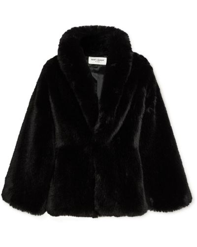 Saint Laurent Faux Fur Coat - Black