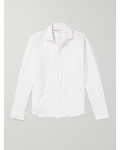 Orlebar Brown Barkley Hemd aus Baumwoll-Jacquard mit Streifen - Weiß