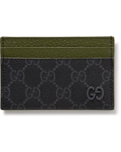 Gucci GG Supreme Monogrammed Coated-canvas And Pebble-grain Leather Cardholder - Green