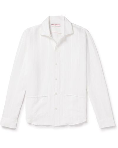 Orlebar Brown Barkley Striped Cotton-jacquard Shirt - White