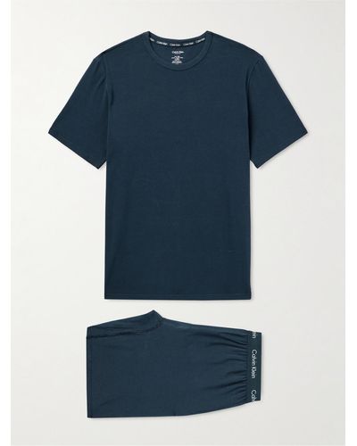 Calvin Klein Stretch-cotton Jersey Pyjama Set - Blue