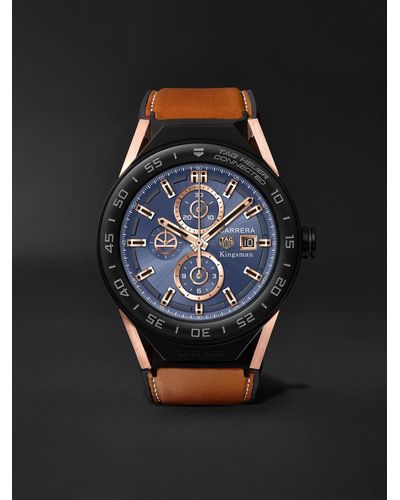 Kingsman x TAG Heuer Tag Heuer Connected Modular 45mm Ceramic And Leather Smart Watch - Blue