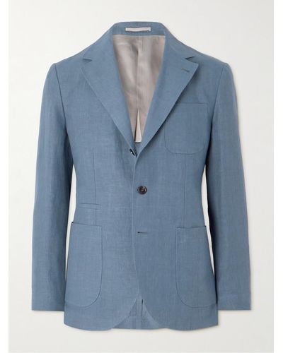 Brunello Cucinelli Linen Suit Jacket - Blue