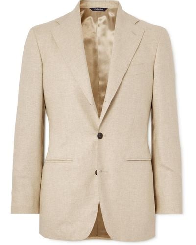 Saman Amel Slim-fit Unstructured Silk And Cashmere-blend Blazer - Natural