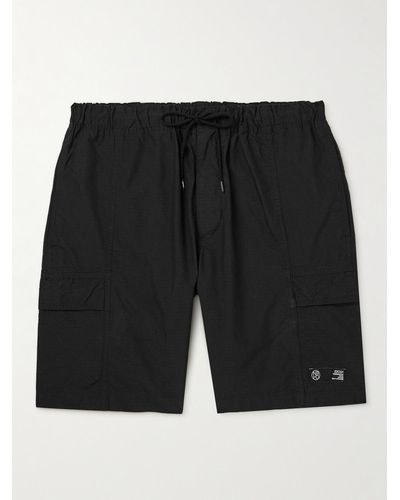 Neighborhood Straight-leg Cotton-blend Ripstop Drawstring Cargo Shorts - Black