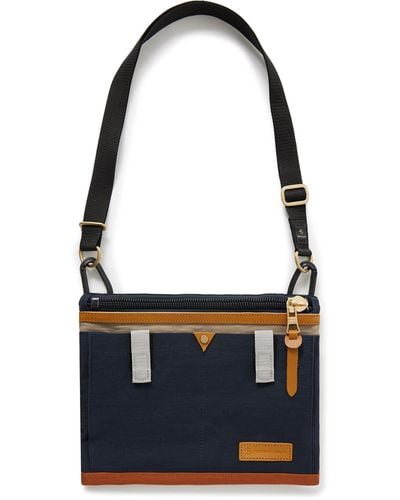 master-piece Link Leather-trimmed Colour-block Twill Messenger Bag - Blue