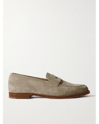Dunhill Audley Suede Penny Loafers - Natural