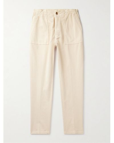 Altea Fatigue Tapered Garment-dyed Stretch-cotton Corduroy Drawstring Trousers - Natural