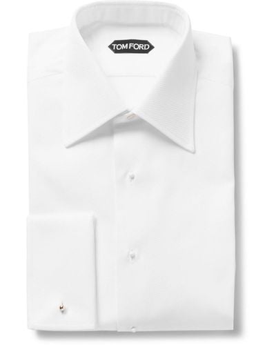 Tom Ford White Slim-fit Bib-front Double-cuff Cotton Tuxedo Shirt - Multicolor