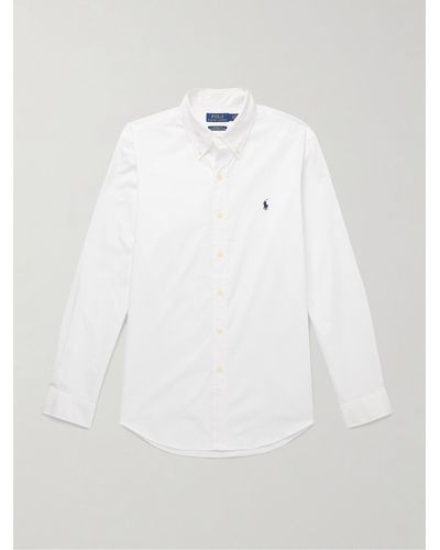 Polo Ralph Lauren Button-down Collar Logo-embroidered Cotton-twill Shirt - White