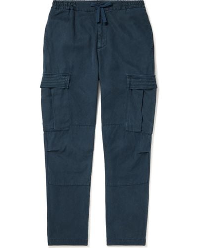 Officine Generale Jay Tapered Lyocell-twill Drawstring Cargo Pants - Blue