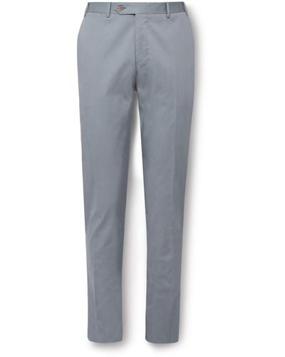 Canali Kei Slim-fit Cotton-blend Suit Pants - Gray