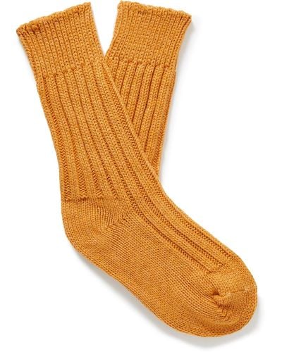 The Elder Statesman Yosemite Ribbed Cashmere Socks - Orange