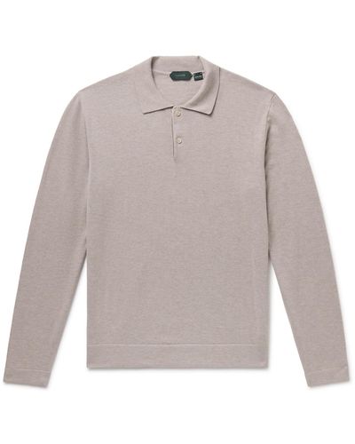 Incotex Zanone Slim-fit Cotton And Silk-blend Polo Shirt - White