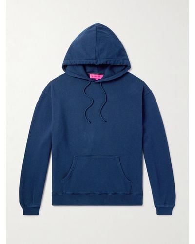 The Elder Statesman Daily Cotton And Cashmere-blend Hoodie - Blue