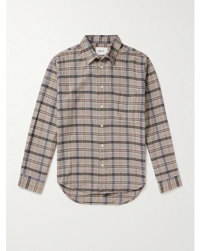 NN07 Arne 5166 Checked Cotton-flannel Shirt - Grey