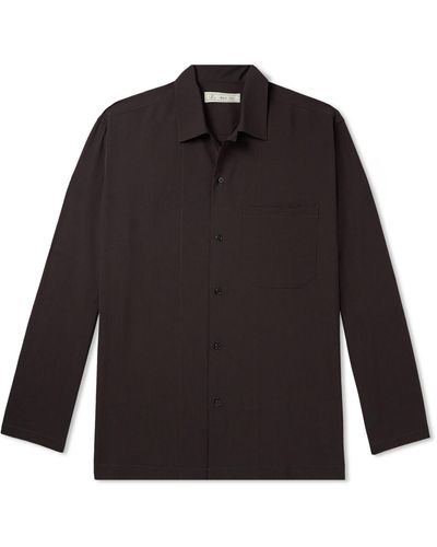 Umit Benan Convertible-collar Virgin Wool Shirt - Black