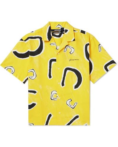 Jacquemus Jean Camp-collar Printed Cotton Shirt - Yellow