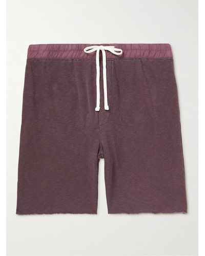 James Perse Straight-leg Poplin-trimmed Supima Cotton-jersey Drawstring Shorts - Purple