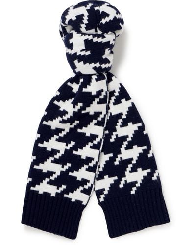 MR P. Houndstooth Jacquard-knit Wool Scarf - Blue