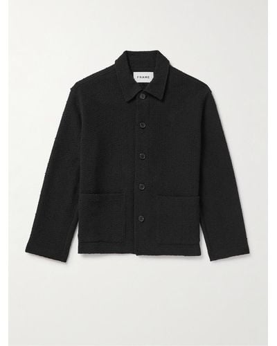FRAME Open-knit Cotton-blend Blouson Jacket - Black