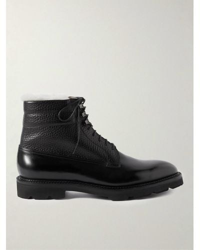 John Lobb Alder Shearling-lined Leather Boots - Black