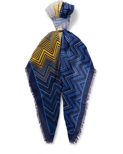 Missoni Striped Modal And Silk-blend Voile Scarf - Blue
